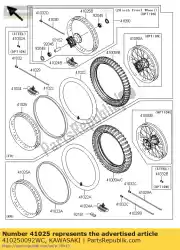 velg, fr, 1. 60x21, zwart van Kawasaki, met onderdeel nummer 410250092WC, bestel je hier online: