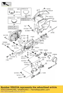 kawasaki 550220044290 lámpara de techo, upp, l.gr klx25 - Lado inferior