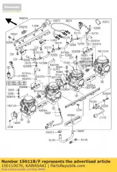 carburateur, rechts, binnen van Kawasaki, met onderdeel nummer 150110076, bestel je hier online: