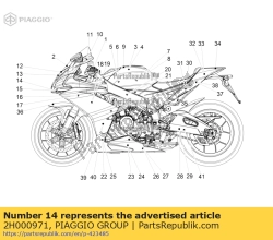 Aprilia 2H000971, Etiqueta de tira inferior derecha, OEM: Aprilia 2H000971