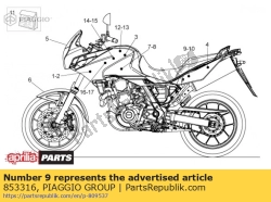 Aprilia 853316, Rh side panel decal, OEM: Aprilia 853316