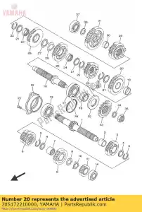 yamaha 20S172210000 engrenagem, 2ª roda - Lado inferior