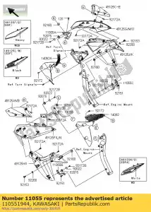 kawasaki 110551944 beugel, lijkwade, upp, links zr1000da - Onderkant