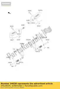 kawasaki 34028009 barra-apoio para os pés traseiro z200-a4 - Lado inferior