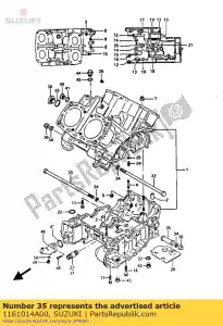 Suzuki 1161014A00 espaciador, motor m - Lado inferior