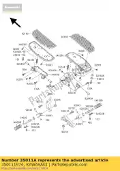 Here you can order the stay,rear step,rh from Kawasaki, with part number 350111974: