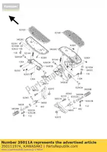 Kawasaki 350111974 stay,rear step,rh - Bottom side