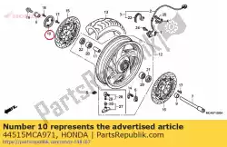 Aqui você pode pedir o anel, fr. Pulsador em Honda , com o número da peça 44515MCA971: