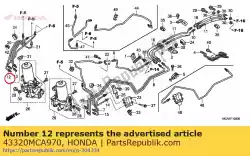 Ici, vous pouvez commander le tube secondaire f, frein auprès de Honda , avec le numéro de pièce 43320MCA970: