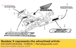 geen beschrijving beschikbaar van Honda, met onderdeel nummer 64326MZ2640ZB, bestel je hier online: