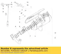 Ici, vous pouvez commander le collecteur d'échappement auprès de Piaggio Group , avec le numéro de pièce B016086: