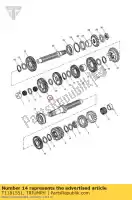 T1181551, Triumph, versnelling, 1e, output triumph daytona 955i 132513 > speed triple speed triple 210445 > 461331 speed triple 461332 > speed triple r sprint gt sprint st 208167 > tiger 1050 tiger 955i 198875 > tiger sport 955 1050 1215 2002 2003 2004 2005 2006 2007 2008 2009 2010 , Nieuw