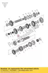 versnelling, 1e, output van Triumph, met onderdeel nummer T1181551, bestel je hier online: