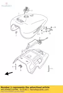 Suzuki 4410048G10YMK tank, brandstof - Onderkant