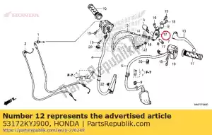Honda 53172KYJ900 bracket, handle lever - Bottom side