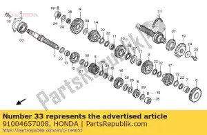 Honda 91004657008 bearing, ball, 6305 (toyo - Bottom side