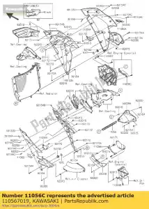 Kawasaki 110567019 colchete, lwr cowl., rh - Lado inferior