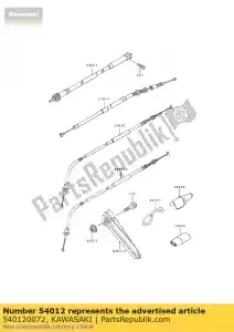 kawasaki 540120072 kabel-gasklep, openin klx250-h - Onderkant