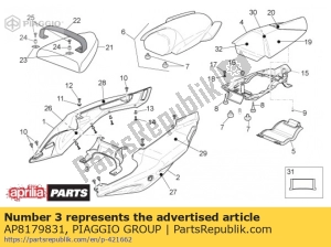 aprilia AP8179831 rear fairing. white - Bottom side