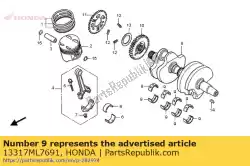 Here you can order the bearing e, crankshaft side (yellow) from Honda, with part number 13317ML7691: