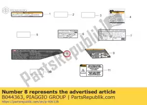 Piaggio Group B044363 emission control sticker - Bottom side