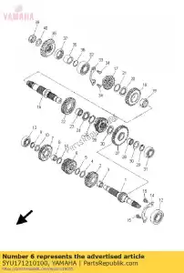 yamaha 5YU171210100 engrenagem, 2º pinhão - Lado inferior