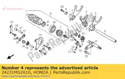 Ici, vous pouvez commander le arbre, fourchette de changement de vitesse auprès de Honda , avec le numéro de pièce 24231MS2610: