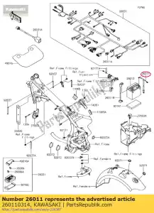 Kawasaki 260110314 câble, batterie (-) - La partie au fond