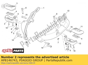 aprilia AP8146743 rear footrest. rh - Bottom side