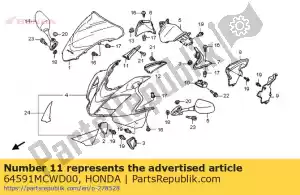 Honda 64591MCWD00 capa, r. capuz superior - Lado inferior