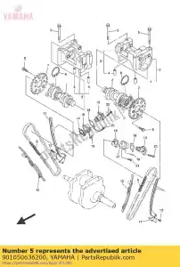 yamaha 901050636200 bout, sluitring (1aa) - Onderkant