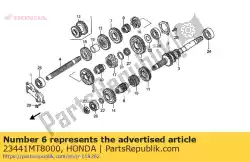 Aqui você pode pedir o engrenagem, segundo contraeixo (31t) em Honda , com o número da peça 23441MT8000: