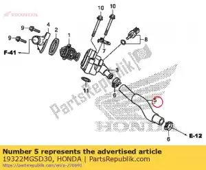 honda 19322MGSD30 hose, water bypass - Bottom side