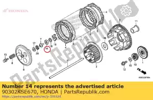 Honda 90302KSE670 porca, 14mm - Lado inferior