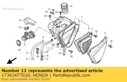 Ici, vous pouvez commander le tube, reniflard auprès de Honda , avec le numéro de pièce 17361KFT620: