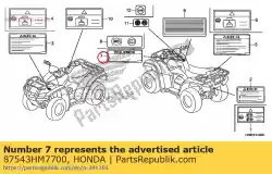 Aqui você pode pedir o nenhuma descrição disponível no momento em Honda , com o número da peça 87543HM7700: