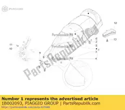 Ici, vous pouvez commander le ensemble de selle auprès de Piaggio Group , avec le numéro de pièce 1B002093: