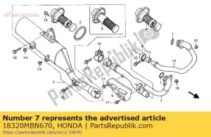 Honda 18320MBN670 exh.pipe comp., r - Lado inferior