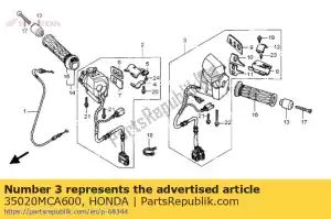 Honda 35020MCA600 jeu de commutateurs, clignotant - La partie au fond