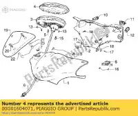 00G01604071, Piaggio Group, przejrzysta ochrona derbi piaggio atlantis atlantis bullet atlantis bullet e atlantis city atlantis o atlantis red bullet e atlantis two chic e diesis 50 1999 2001 2002 2003 2004 2005 2007 2010, Nowy