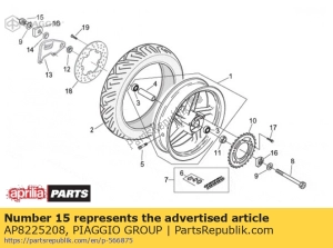 aprilia AP8225208 rear wheel spindle nut - Bottom side