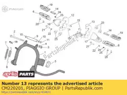 Here you can order the lh footrest support from Piaggio Group, with part number CM220201: