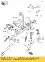 32043007018R, Kawasaki, beugelstandaard, zijkant, zwart zg140 kawasaki  gtr tr 1400 2008 2009 2010 2011 2012 2013 2014 2015 2016 2017, Nieuw