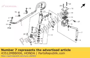 Honda 43512MBB006 tuyau, maître-cylindre - La partie au fond