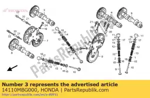 Honda 14110MBG000 eje de levas comp, fr - Lado inferior