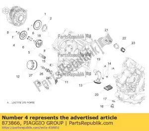 Piaggio Group 873866 olie pomp tandwiel - Onderkant