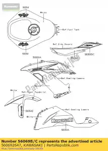 kawasaki 560692647 wzór, pokrywa tylna, lewa zx636edf - Dół