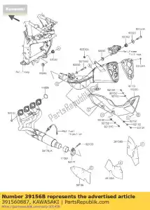 Kawasaki 391560887 pad, achterzijde - Onderkant