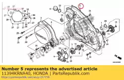 Here you can order the gasket, r. Cover from Honda, with part number 11394KRNA40: