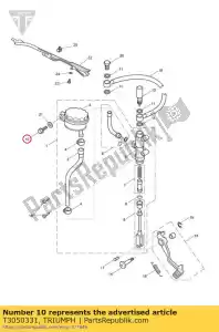 triumph T3050331 schroef, dop / hd, m6x1.0x16, slv, enc - Onderkant